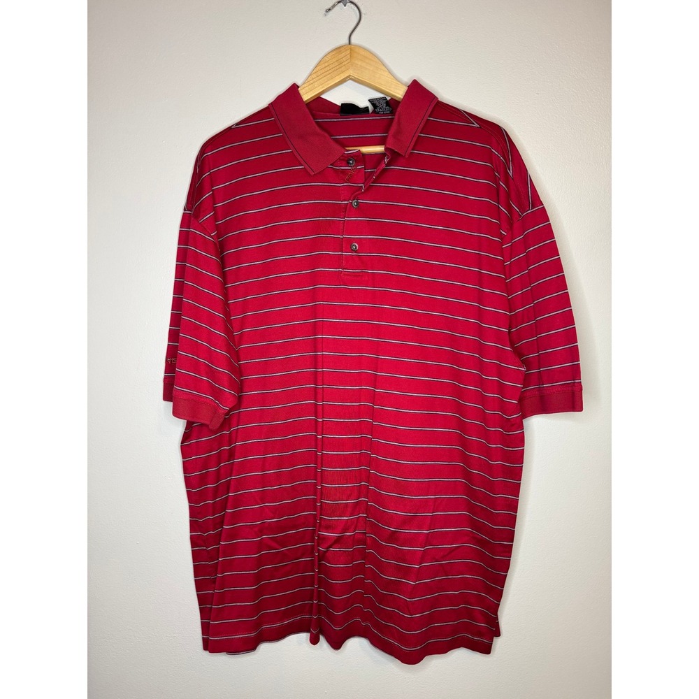 PING Collection Striped Polo Shirt Mens XL Red Double Mercerized Cotton Golf